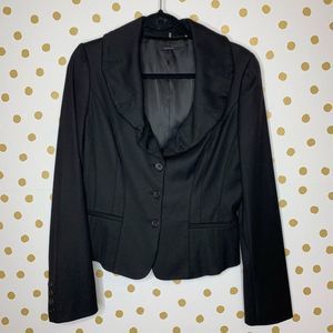 Elie Tahari Ruffle Collar Wool Blazer Black 12